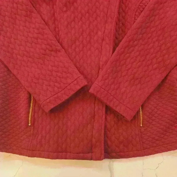 Isaac Mizrahi Live Quilted Knit Moto Jacket Raspberry Womens Size 1X - Picture 5 of 11